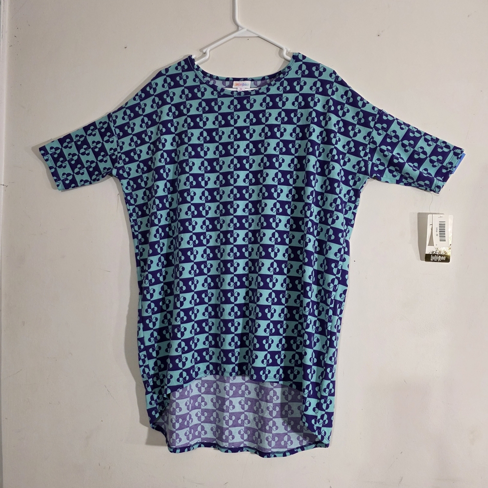 LuLaRoe Teal and Purple Checkered Top